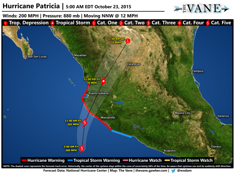 Illustration for article titled El huracán Patricia ya es el ciclón tropical más fuerte jamás registrado: 325Km/h